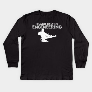 BLACK BELT IN ENGINEERING Kids Long Sleeve T-Shirt